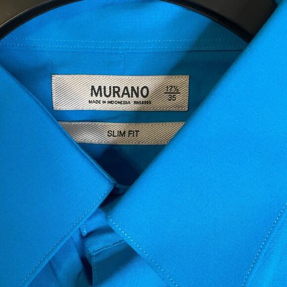 Murano Slim Fit Mens Long Sleeve Dress Shirt Sz 17.5 /35 EUC - Picture 2 of 5